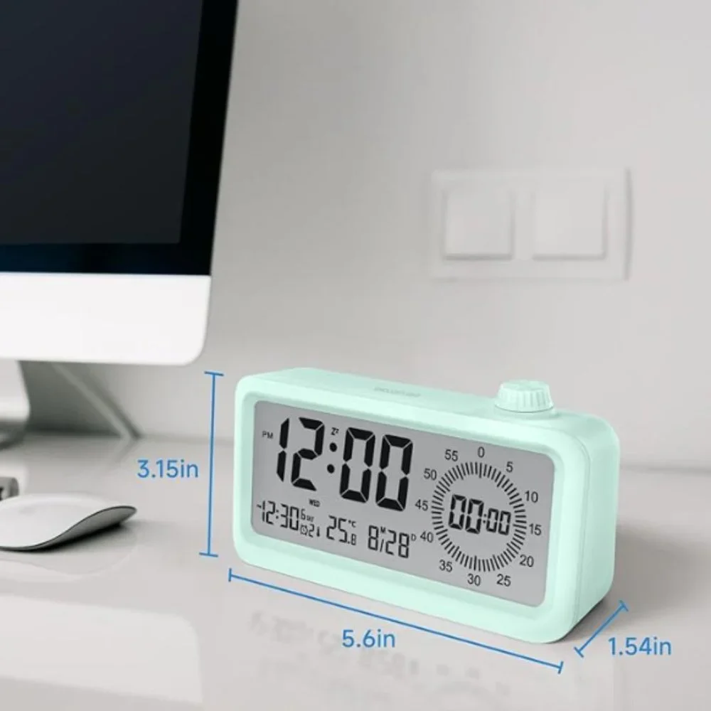 All-in-One Multifunctional Digital Alarm Clock -Time Manager Clock - LED Display